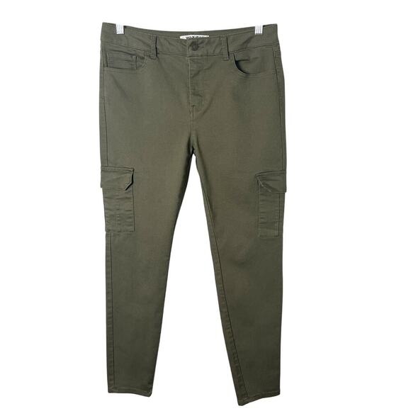 Wax Jean Women Skinny Cargo Jegging Pants 9 Green Stretch Twill Mid Rise Utility - Picture 1 of 6